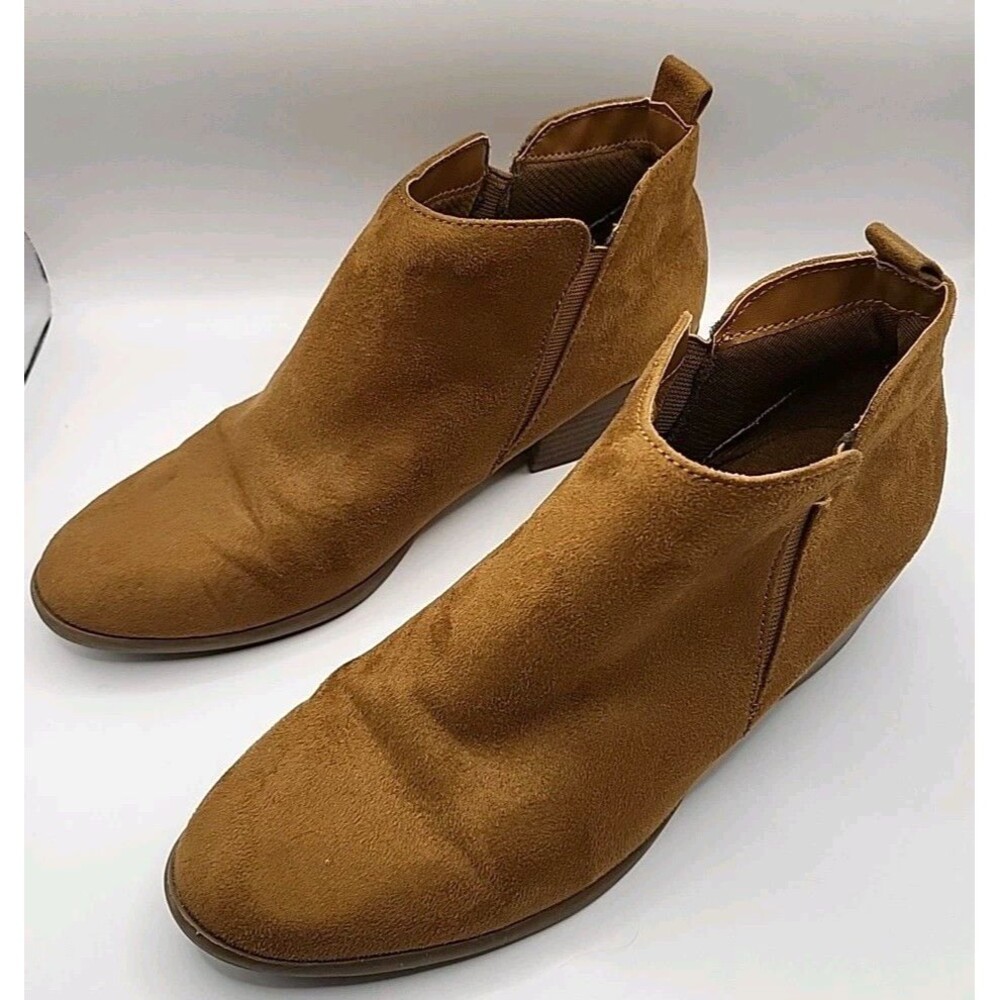 American Eagle Shannon Suede Boots Women’s Sz 6.5 Walnut Color Block Heel Winter
